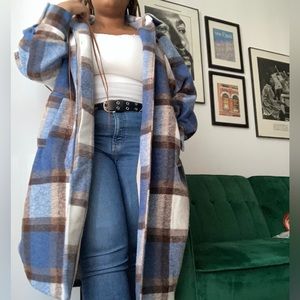 H&M Blue Plaid coat